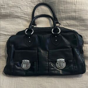 Marc Jacobs Black Leather Bag with Silver Clasp